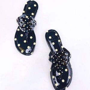 Tory Burch Navy Polka Dot Miller Sandals